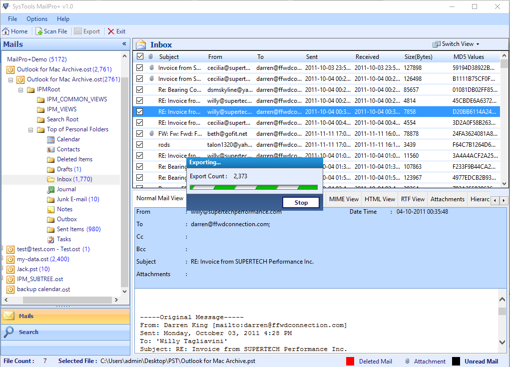 exporting process