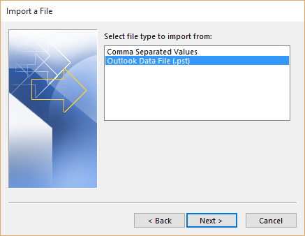 open outlook data file