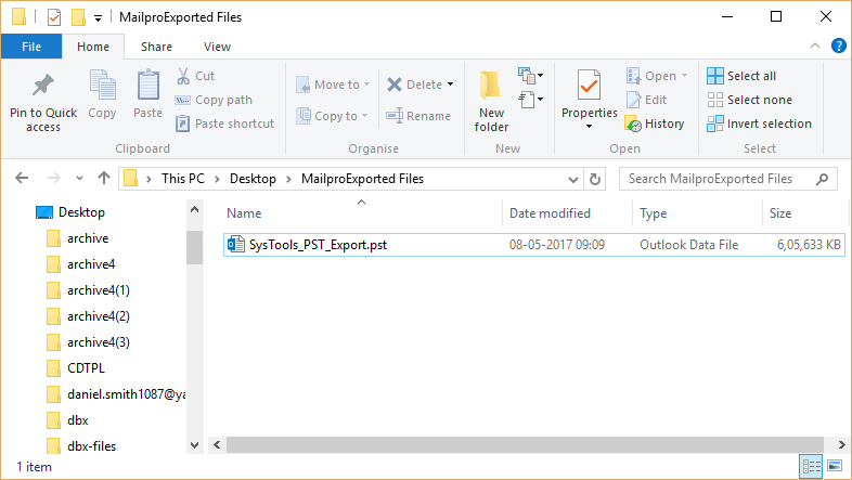 open outlook data file