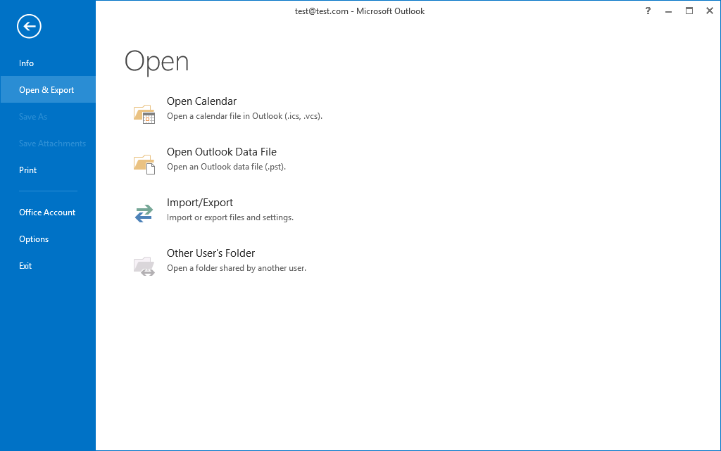 open outlook data file